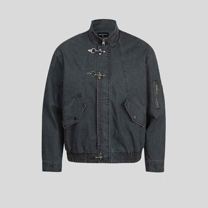 American Retro High-end Washed Vintage Design Stand-collar Casual Jacket For Men