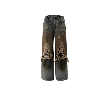 American-style Vintage Women's Workwear Wide-leg Casual Pants Retro Blue