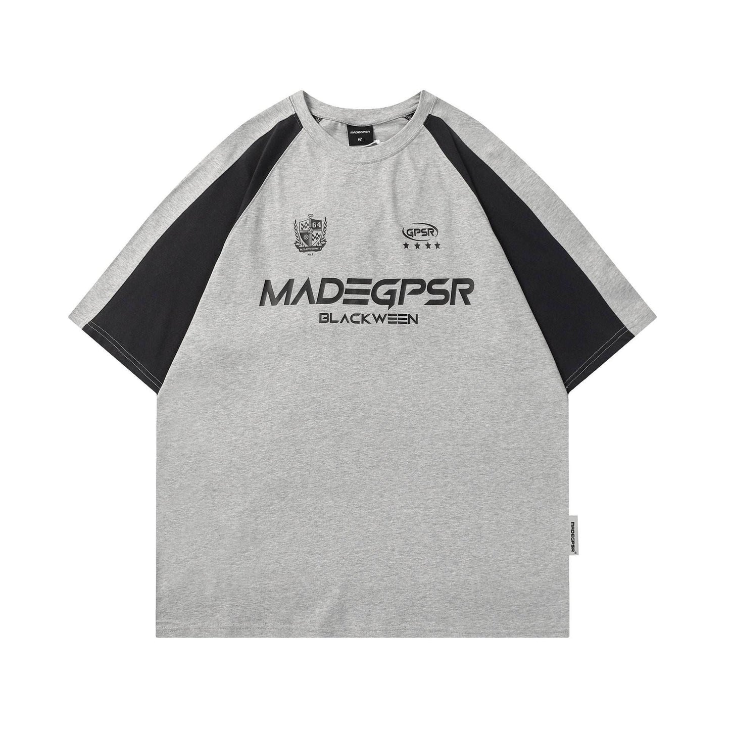 New Real Shot American Street Fashion Short Sleeve T-shirt For Men And Women Melange Gray MuddyStock