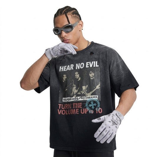 Rock band washes old short sleeved T-shirt for men | MuddyStock Originals