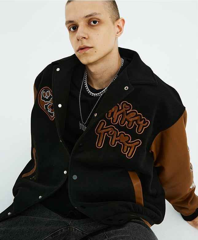 Patchwork Embroidered Versatile Loose Casual Jacket For Men MuddyStock