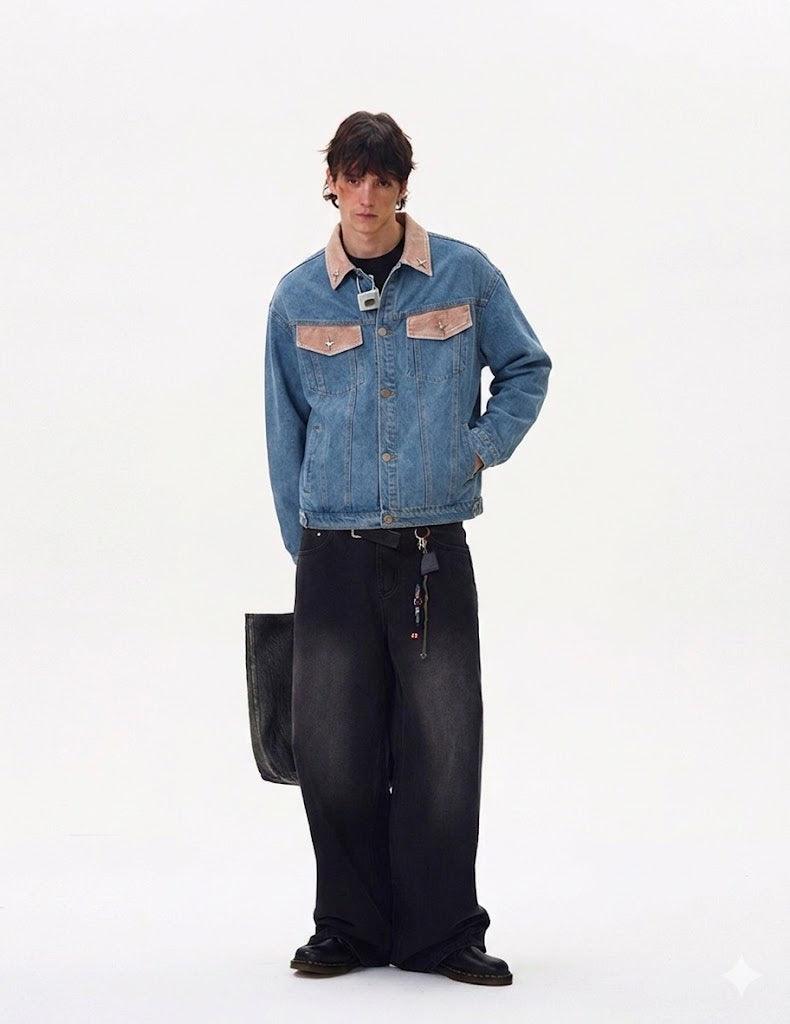 Patchwork Lapel Jacket For Men null
