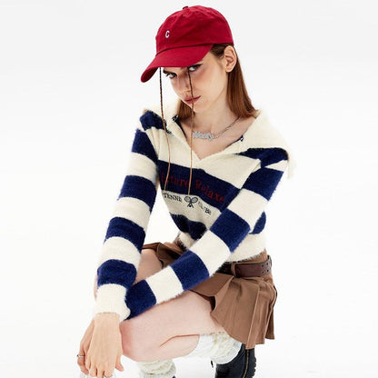 Striped Short Style Sweater For Women All Products