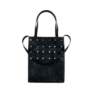 Faux Leather Woven Structure Crossbody Shoulder Bag Black