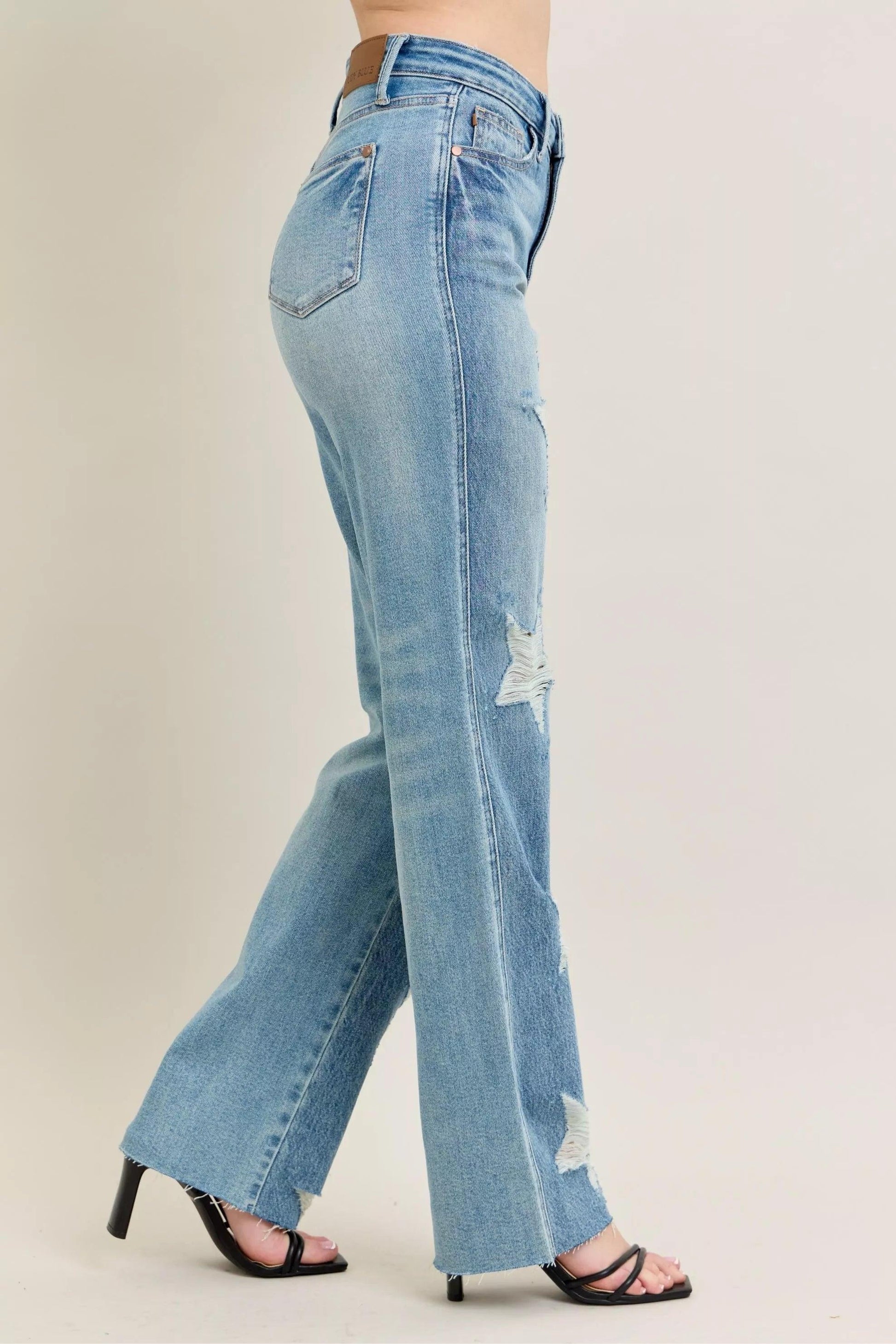 High Waist Rigid Magic Star Shaped Jeans For Women