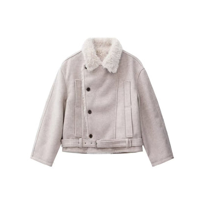 Turn-down Collar Relaxed-fit Jacket Retro-style Fashionable Cotton Coat