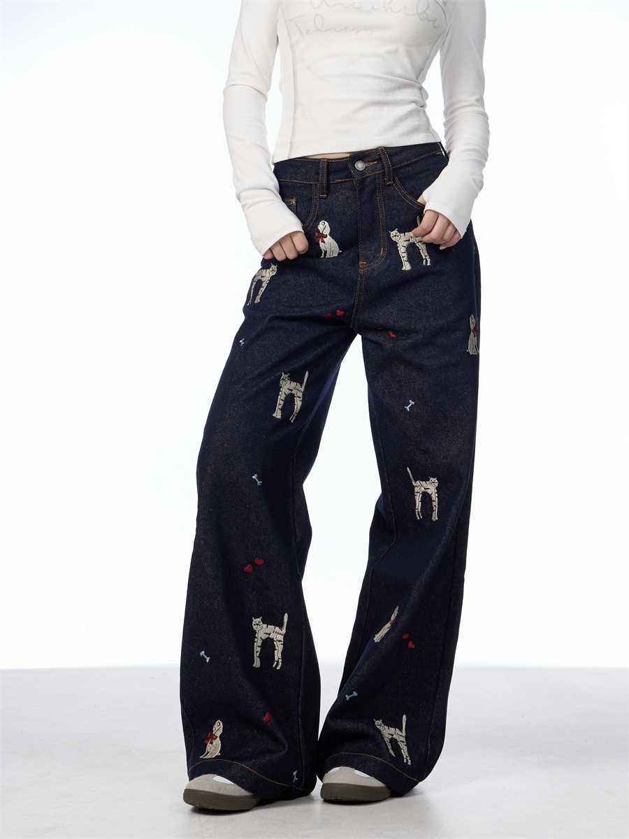 Animal Print Wide Leg Jeans For Women MuddyStock