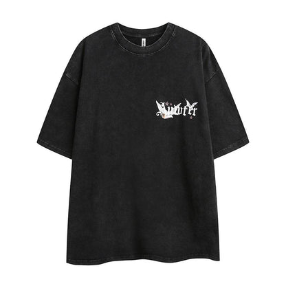 Women's Cotton Casual Short-sleeved Top Retro Black MuddyStock