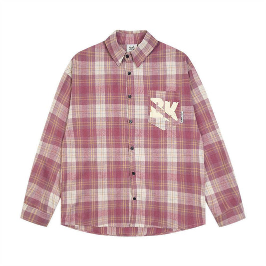 Loose Plaid Long Sleeve Shirt For Men And Women MuddyStock