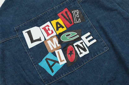 Creative Contrast Color Letter Printing Denim Jacket For Men And Women MuddyStock