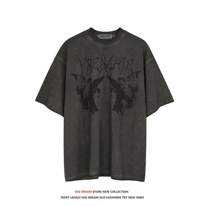 Retro Loose Street Sports T-shirt For Men Dark Grey All Products