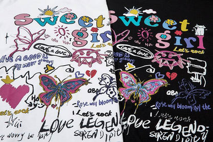 Butterfly Graffiti Printing Short Sleeve For Men And Women MuddyStock