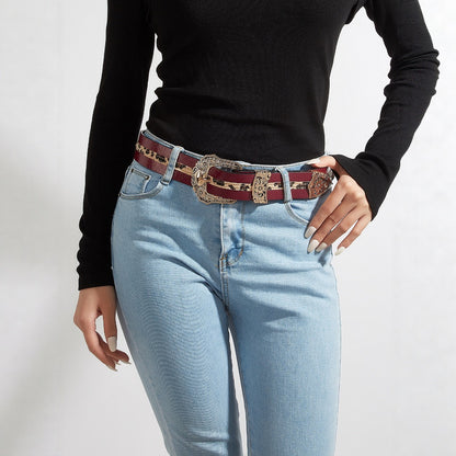 Punk-style Women's Carved-buckle Belt