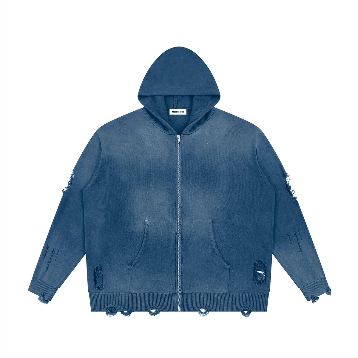 Distressed Full Zip Hoodie For Men | MuddyStock Originals