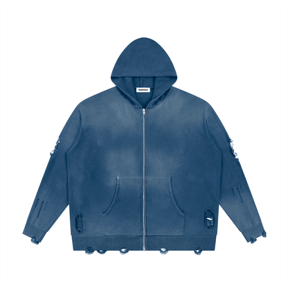 Distressed Full Zip Hoodie For Men | MuddyStock Originals