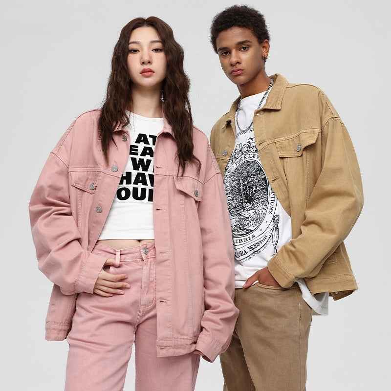 Retro Washed Dyed Loose Denim Coat For Men And Women MuddyStock