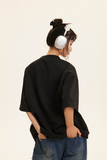 Letter Denim Patch Short Sleeve Clothing MuddyStock