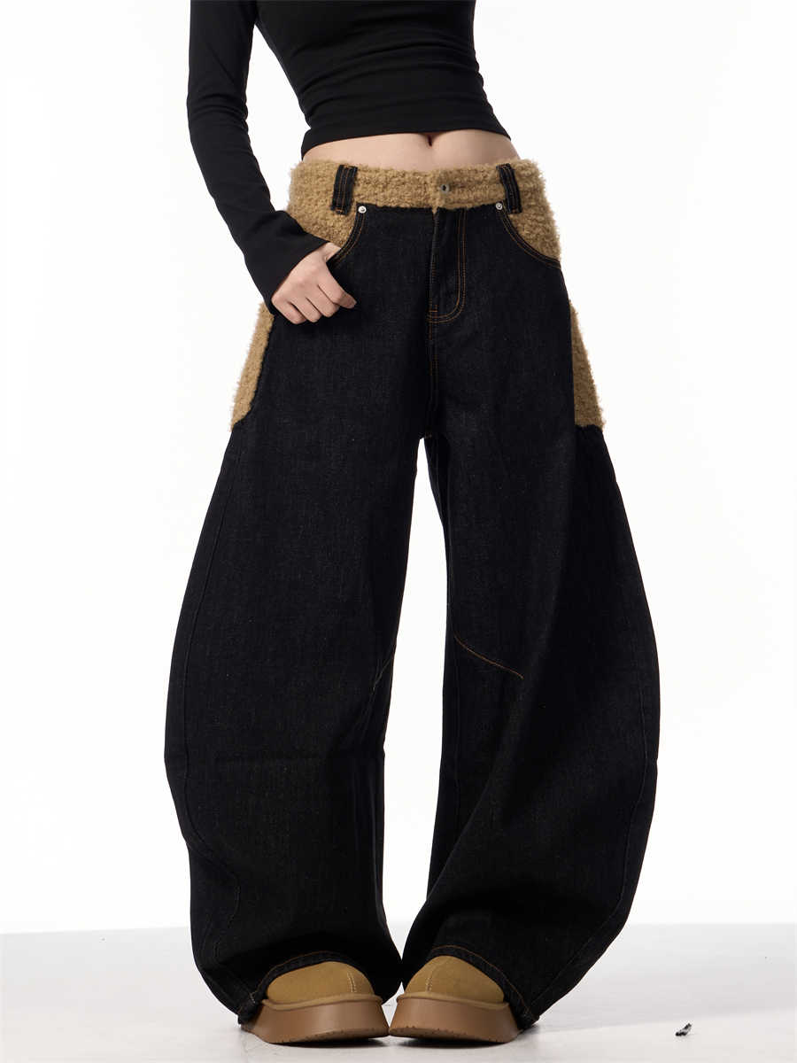 Inside-out Wear Stitching Jeans For Women Black