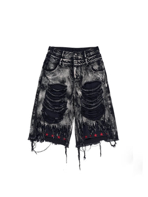 Mens Cropped Denim Jeans Black