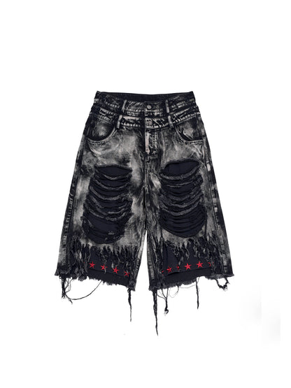 Mens Cropped Denim Jeans Black
