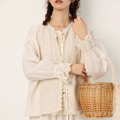 Lace-up Outer Cotton And Linen Waistcoat Vest For Women Apricot Average Size MuddyStock