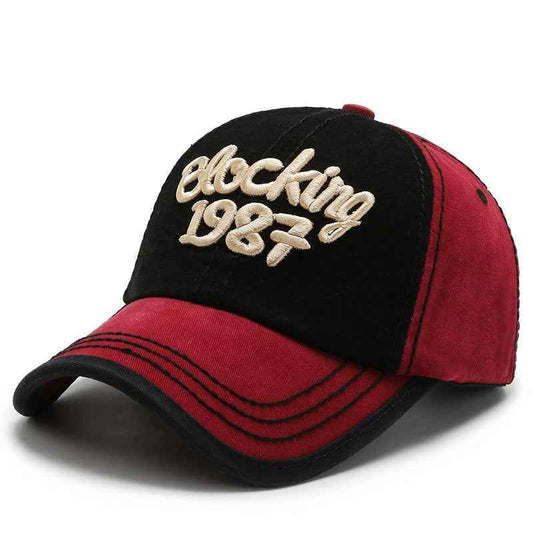 Korean Color Block Embroidery Baseball Cap MuddyStock