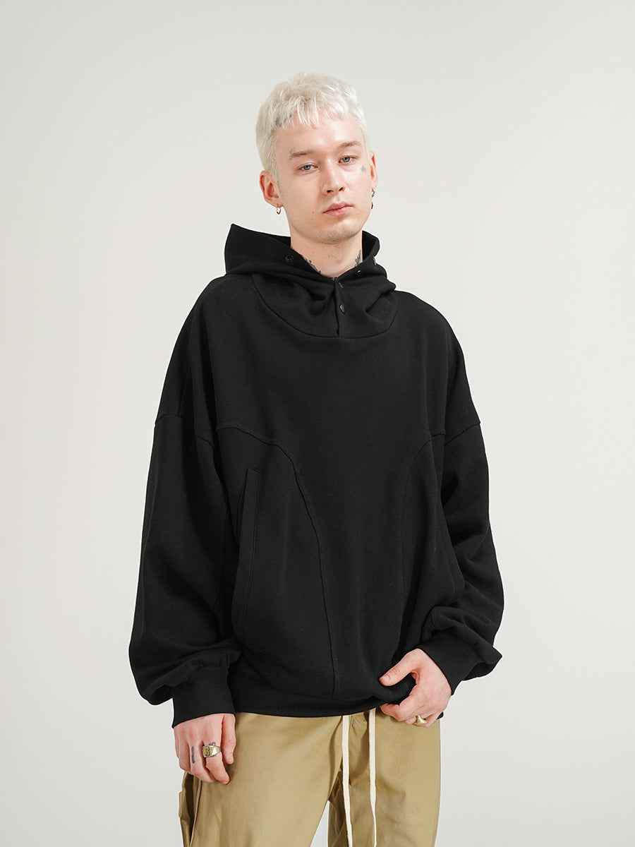 Men's High Street Vibe Cut Deconstructed Hoodie Black MuddyStock