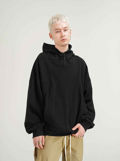 Men's High Street Vibe Cut Deconstructed Hoodie Black MuddyStock
