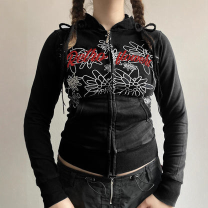 American Retro Street-Style Graffiti Letter Print Hoodie All Products