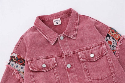 Stitching Edging Denim Jacket For Women MuddyStock