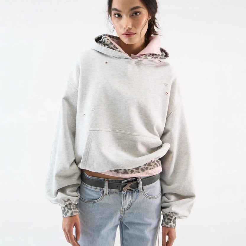Hoodie With Fake Two-piece Design For Women MuddyStock