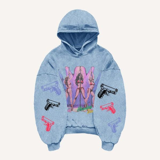 Casual Printed Polyester Hoodie