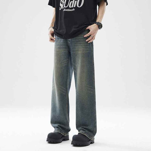 Washed Distressed Loose Jeans For Men MuddyStock