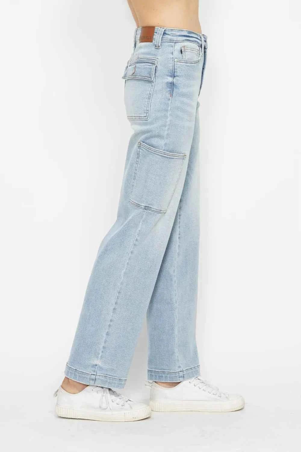 Judy Blue Full Size High Waist Straight Cargo Jeans Trendsi