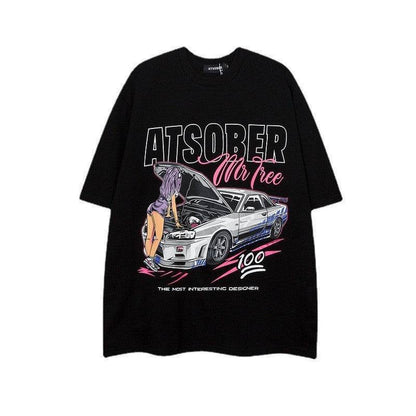 Loose Street Style Short Sleeve T-shirt For Men And Women Black MuddyStock