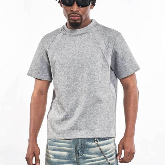 Shoulder Short-sleeved T-shirt Solid Color Small Neckline Stretch Top MuddyStock
