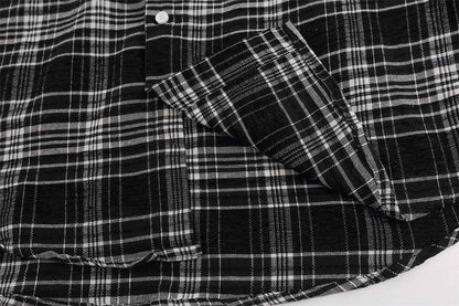 Plaid Women's Stitching Embroidered Letter Long Sleeve Shirt null