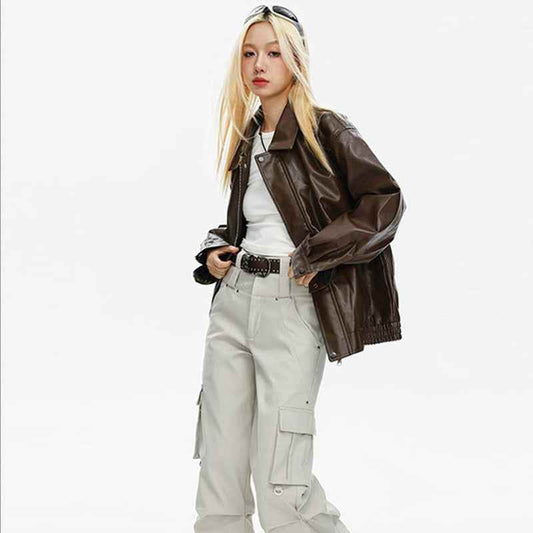 Retro Casual Fashion Drop Shoulder Lapel Jacket For Women MuddyStock