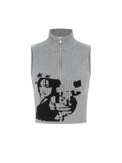 Women's Summer Short Turtleneck Sleeveless Vest MuddyStock