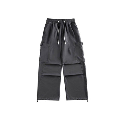 Casual Straight-leg Loose Cargo Pants Male Dark Gray MuddyStock