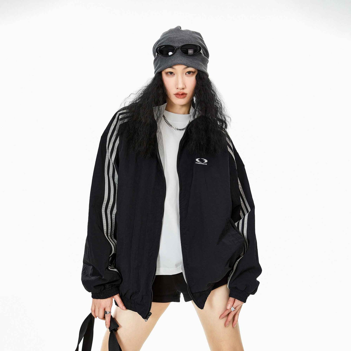 Women's Double-sided Loose Leisure Sports Jacket Black MuddyStock