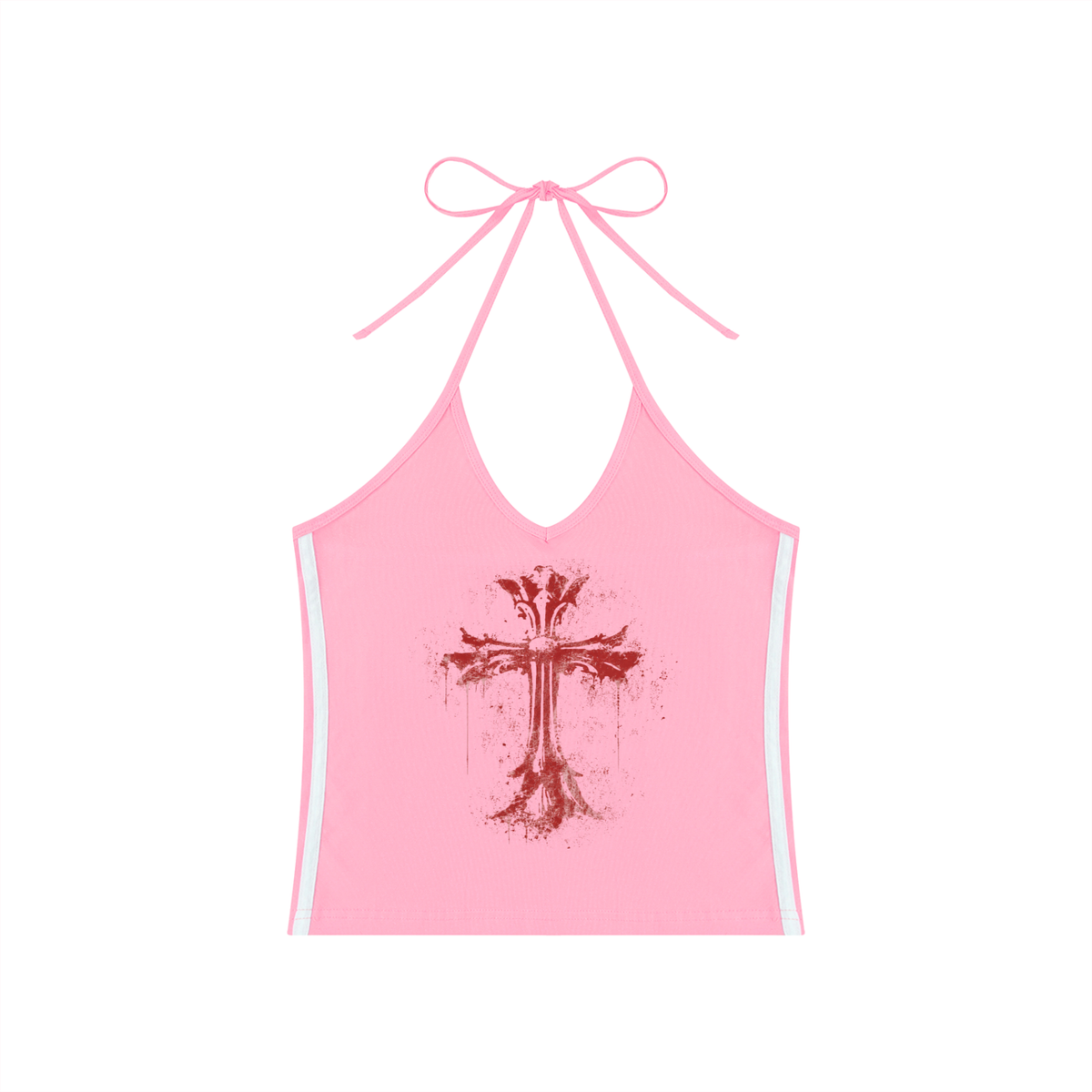 Women's Color Block Halter Crop Tank Top | MuddyStock Originals Pink