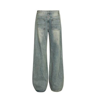 Washed Wear-white Straight Jeans For Men And Women MuddyStock
