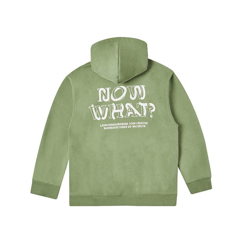 Fleece-lined Printed Hoodie For Men And Women Light Green MuddyStock