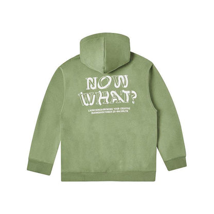 Fleece-lined Printed Hoodie For Men And Women Light Green MuddyStock