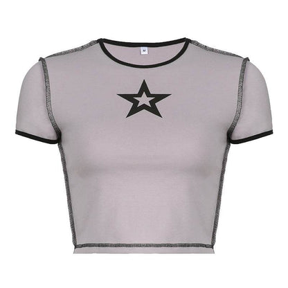Slim Fitting Pullover Round Neck Crop Top For Women Grey MuddyStock