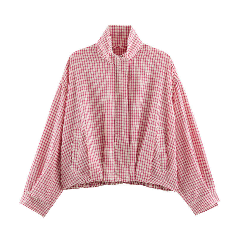 Womens Plaid Aviator Jacket From Europe And America Rice All Products
