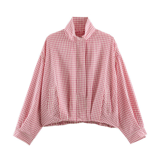 Womens Plaid Aviator Jacket From Europe And America Rice All Products