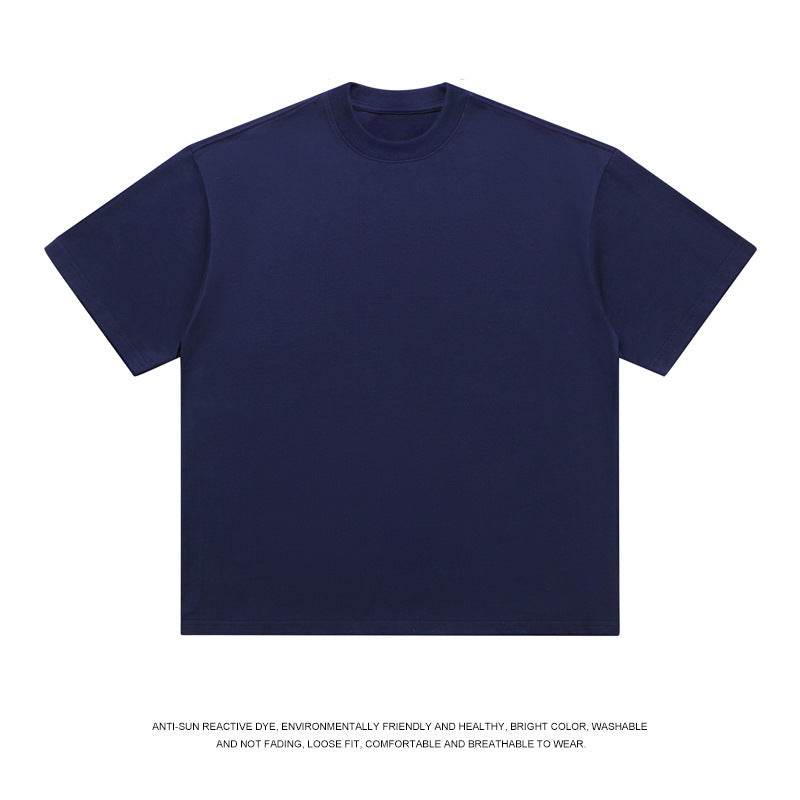 T-shirt Men's Loose Solid Color Bottoming Shirt Dark Blue MuddyStock