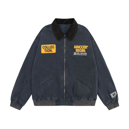 Winter Cotton Padded Padded Lapel Cotton Jacket For Men Blue